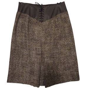 Philippe Adec Paris Wool Tweed Lace up Skirt Size 4